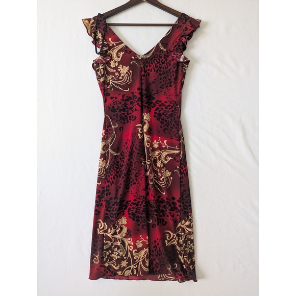 La Belle Vintage Babydoll Burgundy Asian Inspired Midi Dress Whimsigoth Size S - Picture 3 of 8